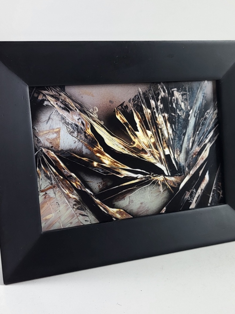 Surreal Jagged Mountain-Skier Art Print-3.5x5 Countoured Black Frame